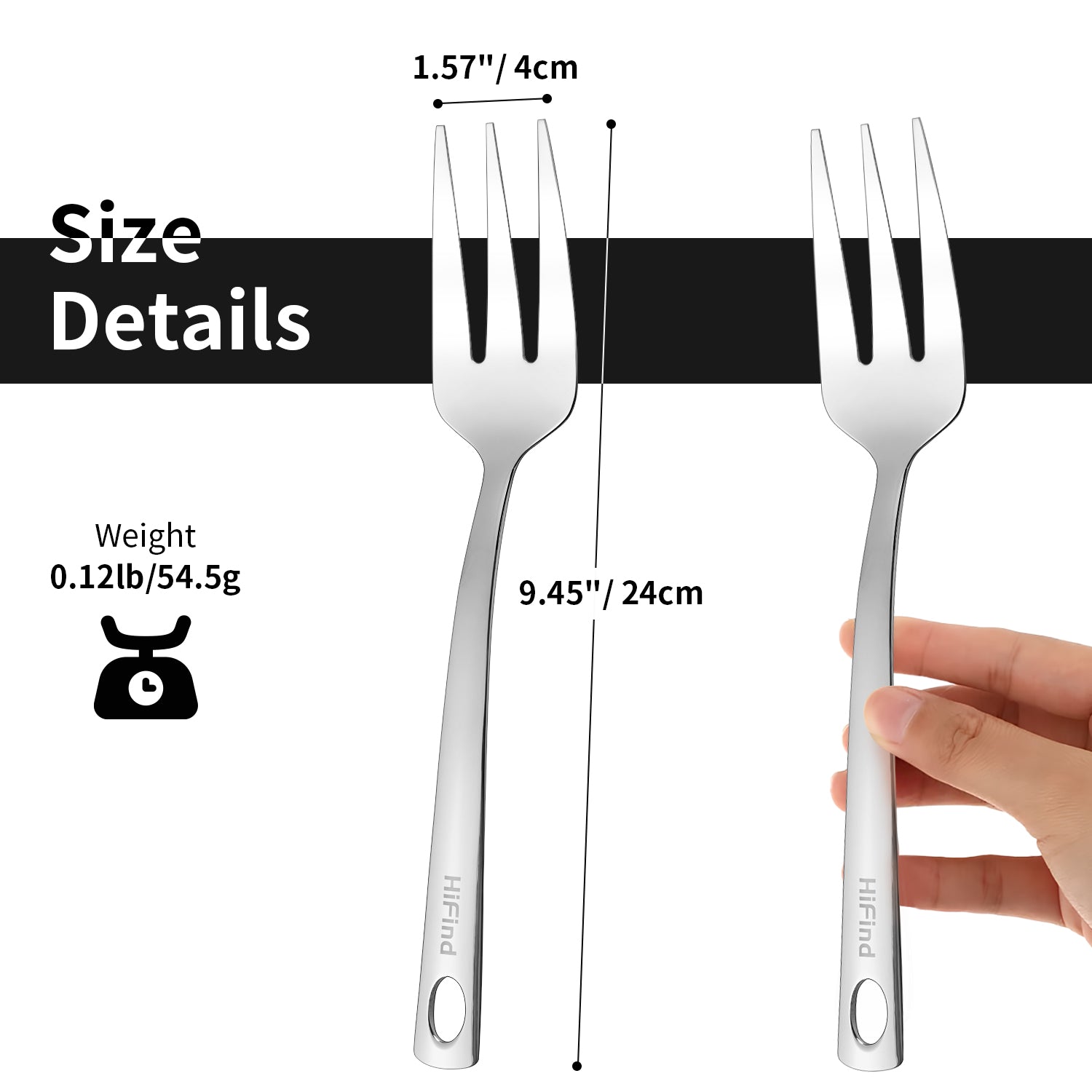 Dinner Fork, 9.45 Inches 304 Stainless Steel Salad Fork, Table Fork, Flatware Fork, Mirror Finish Dishwasher Safe, Use for Home Kitchen Restaurant 1Pc