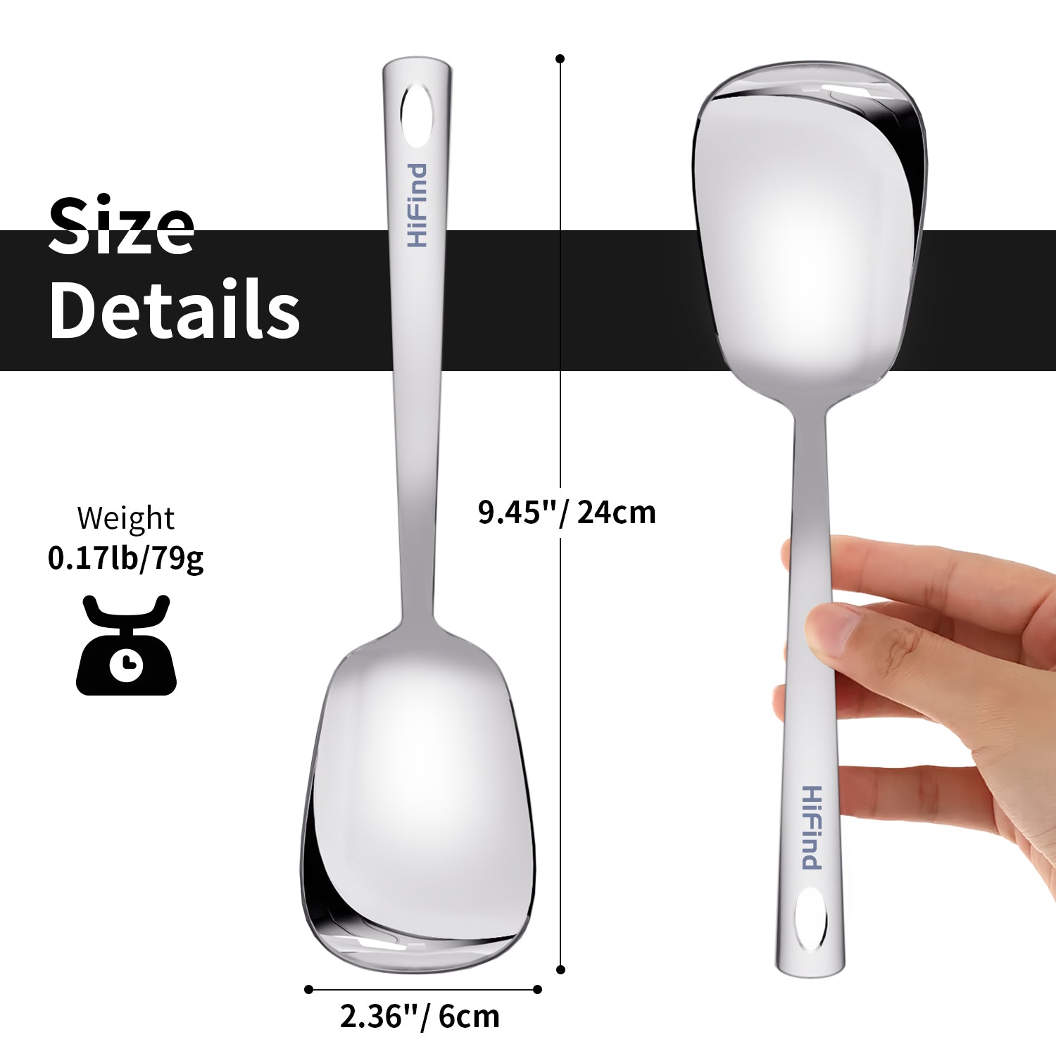 9.45-inch Square Head Spoon, 304 Stainless Steel Thick and Heavy Duty, Korean Style Square Soup, Sugar, Table, and Dinner Spoon, 1 Piece