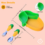 Baby Silicon Suction Plate, Toddler Plate with Spoon Fork set, Divided Silicone Plate BPA Free, Silicone Grip Dish Microwave & Dishwasher Safe (Corn Plate Set)