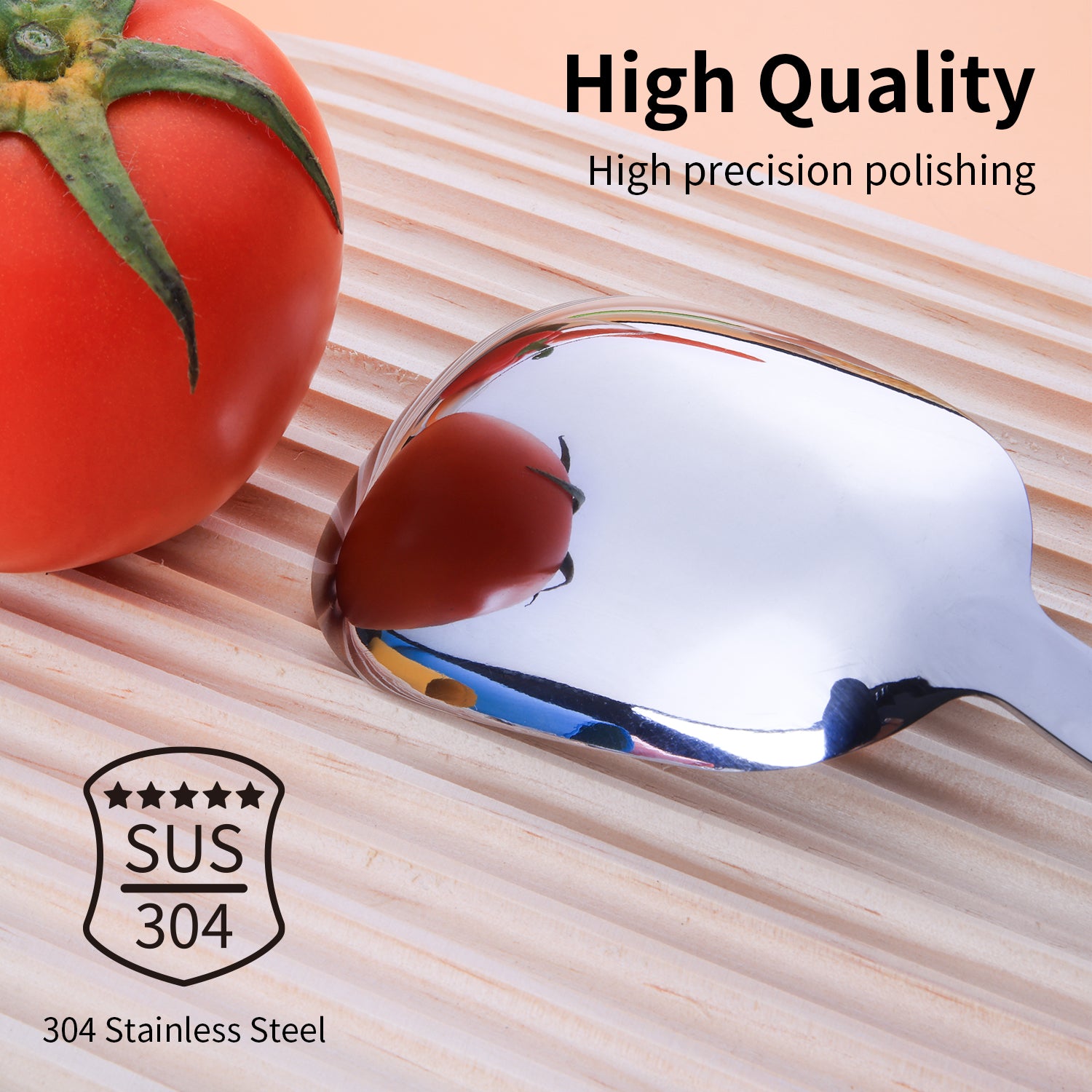 9.45-inch Square Head Spoon, 304 Stainless Steel Korean Style Square Spoon, Soup, Sugar, Table, and Dinner Spoon, 1 Piece
