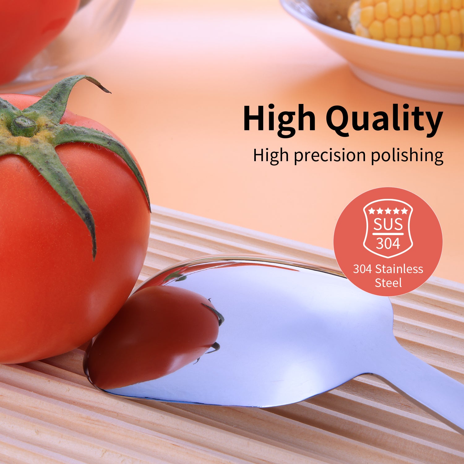 9.45-inch Square Head Spoon, 304 Stainless Steel Thick and Heavy Duty, Korean Style Square Soup, Sugar, Table, and Dinner Spoon, 1 Piece