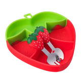 Baby Silicon Suction Plate, Plate with Spoon Fork set for Toddler, Divided Silicone Plate BPA Free, Silicone Grip Dish Microwave & Dishwasher Safe (Strawberry Plate Set)