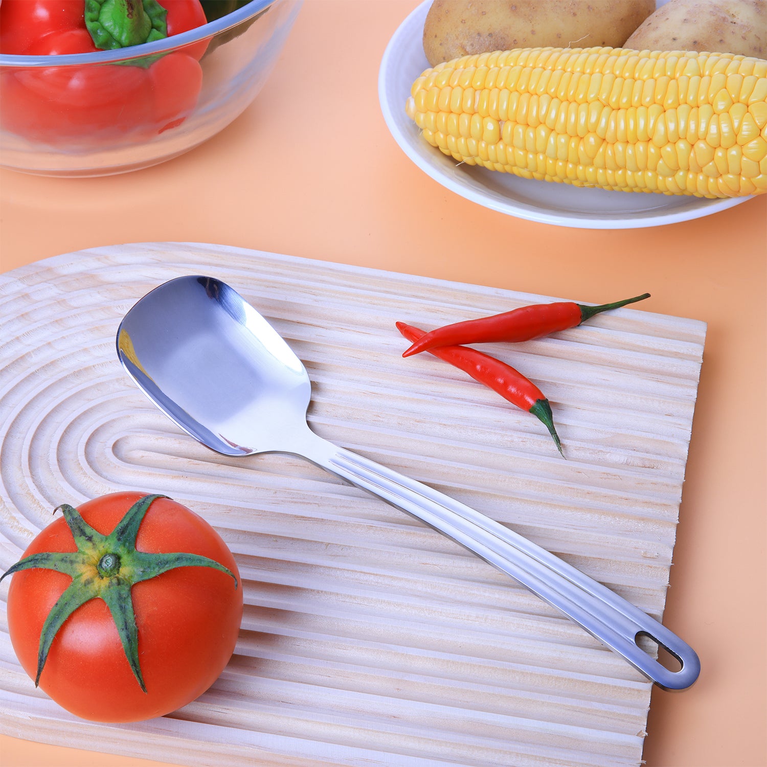 9.45-inch Square Head Spoon, 304 Stainless Steel Korean Style Square Spoon, Soup, Sugar, Table, and Dinner Spoon, 1 Piece