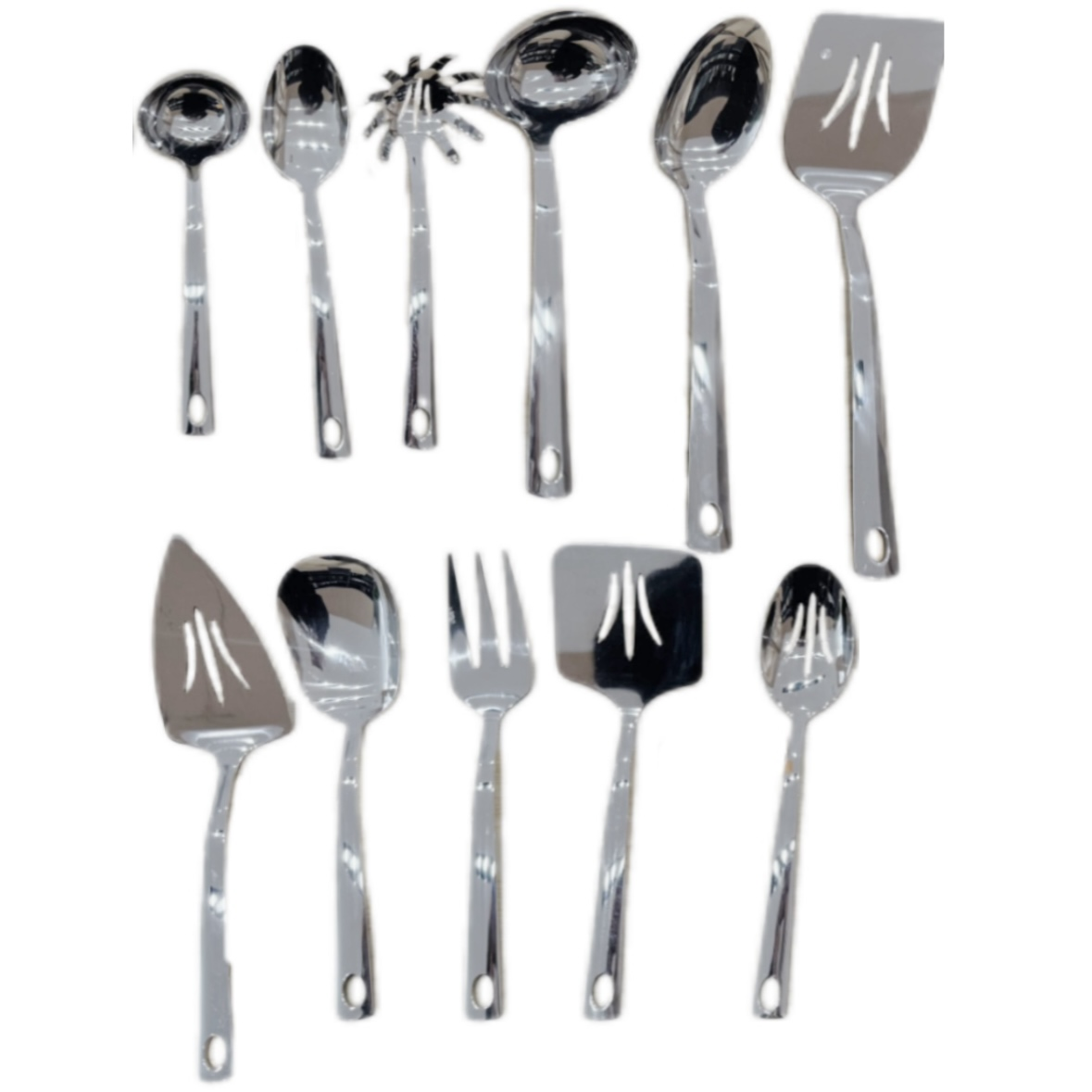 Cooking Utensil Set, 11 PCS 304 Stainless Steel Kitchen Utensil Set, Durable Kitchen Gadgets, Metal Cooking Tools Serving Utensils with Spoons, Spatula Turner and Forks