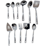 Cooking Utensil Set, 11 PCS 304 Stainless Steel Kitchen Utensil Set, Durable Kitchen Gadgets, Metal Cooking Tools Serving Utensils with Spoons, Spatula Turner and Forks