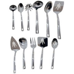 Cooking Utensil Set, 11 PCS 304 Stainless Steel Kitchen Utensil Set, Durable Kitchen Gadgets, Metal Cooking Tools Serving Utensils with Spoons, Spatula Turner and Forks