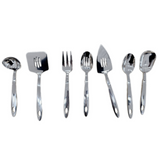 Cooking Utensil Set, Stainless Steel Kitchen Utensil, Durable Kitchen Gadgets, 7 PCS -Ladle, Slotted Turner, Meat Fork, Slotted Serving Spoon, Cake Server, Solid Serving Spoon, Square Spoon