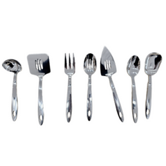 Cooking Utensil Set, Stainless Steel Kitchen Utensil, Durable Kitchen Gadgets, 7 PCS -Ladle, Slotted Turner, Meat Fork, Slotted Serving Spoon, Cake Server, Solid Serving Spoon, Square Spoon