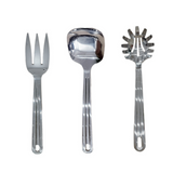 Cooking Utensil Set, 304 Stainless Steel Kitchen Utensils, Durable Kitchen Gadgets, 3 Piece Set with Holder for Cooking, Utensils Set with Meat Fork, Square Spoon, Pasta Fork