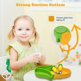 Baby Silicon Suction Plate, Toddler Plate with Spoon Fork set, Divided Silicone Plate BPA Free, Silicone Grip Dish Microwave & Dishwasher Safe (Corn Plate Set)